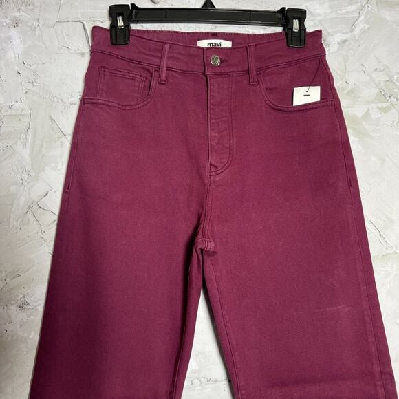 NWT MAVI BARCELONA High Rise Wide Leg Jeans SIZE 27 x 29 Wine Raw Hem Denim - Picture 6 of 11
